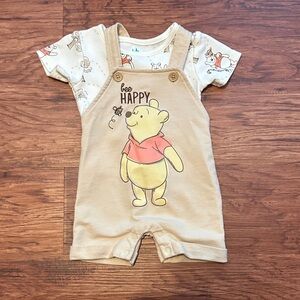 Disney Winnie the Pooh 2 Piece Overall 0-3 Month NWOT